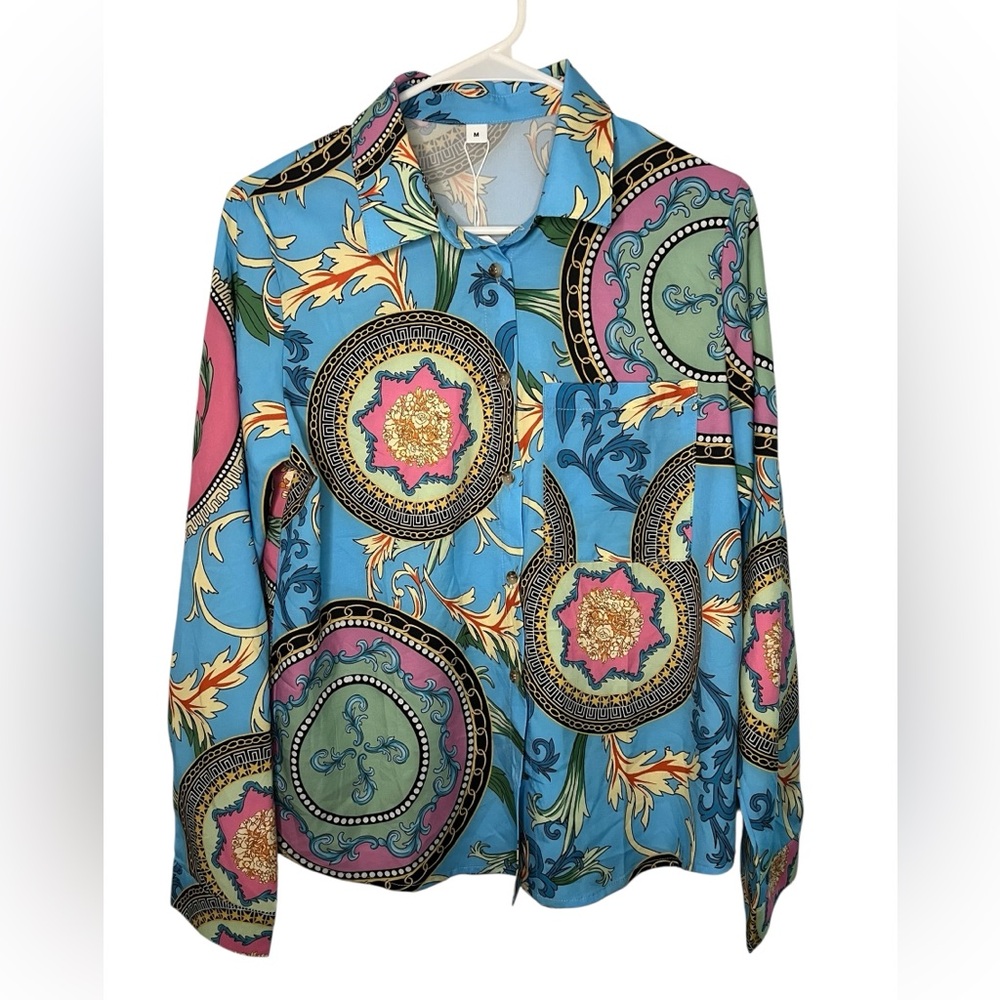 Colorful Patterned Button-Up Shirt